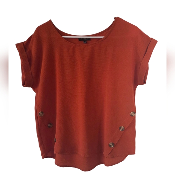 Love J Terracotta Blouse with Side Buttons - Picture 1 of 4